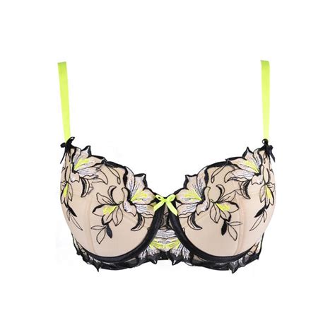 Soutien gorge push up brodé avec une couleur fluo V Axami Lingerie