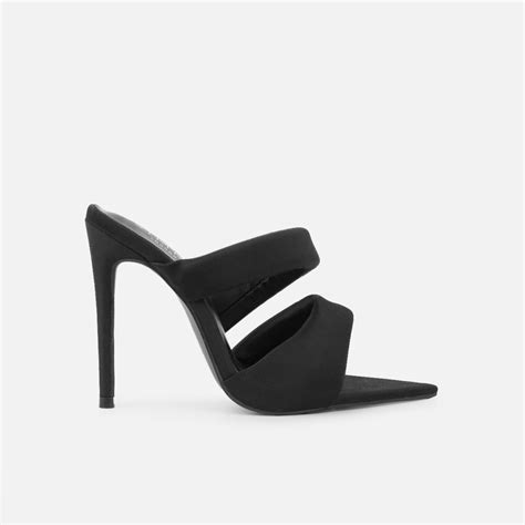 Dio Black Lycra Pointed Toe Heeled Sandals Simmi London