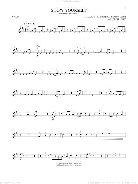 Show Yourself From Disneys Frozen 2 Sheet Music For Violin Solo