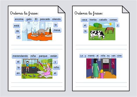 Ordena la frase 5 Construcción de frases Lectoescritura Soyvisual
