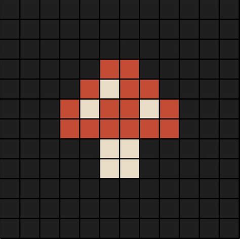 A small pixel art template of the Fly Agaric mushroom (red and almond ...