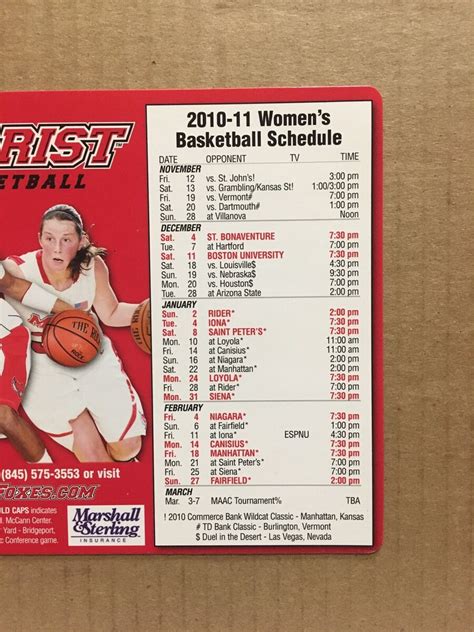 201011 Marist College Red Foxes Mens And Womens Basketball Magnet