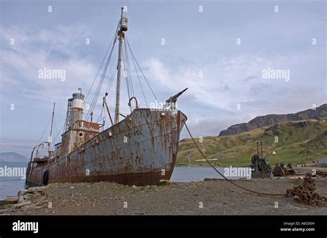 Old British Whaling Ship Petrel At Grytviken South Georgia Antarctica