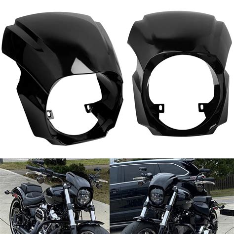 Motorcycle Gloss Black Front Headlight Fairing Cover Mask For Harley