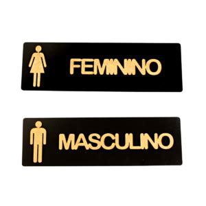 Par Placas Sinaliza O Banheiro Feminino Masculino Madeira Leroy Merlin