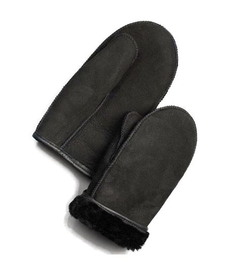 Alaska Black Shearling Sheepskin Mittens For Men Sheepskin Town