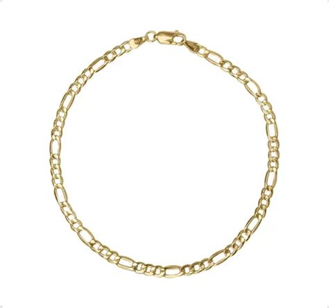 Pulsera Figaro Esclava Oro 10k Italiano 21cm 3 5mm Italy Envío gratis