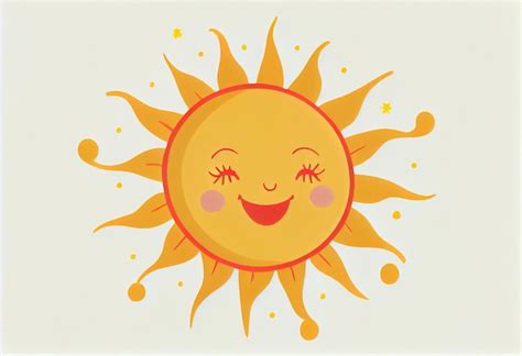 Um Sol De Desenho Animado Os Olhos Fechados E Um Sorriso Nele