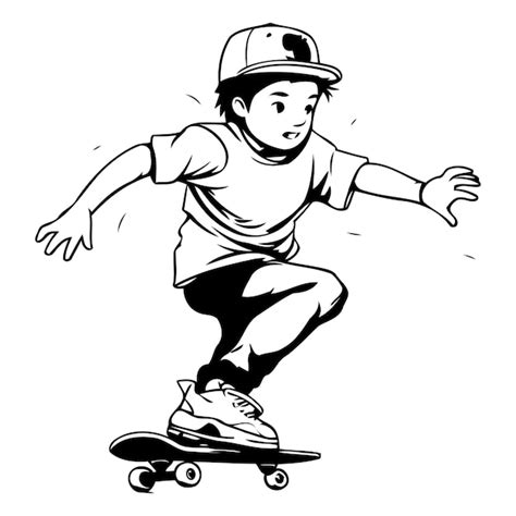 Skateboarder Montando En Una Patineta Ilustraci N Vectorial De Un Ni O