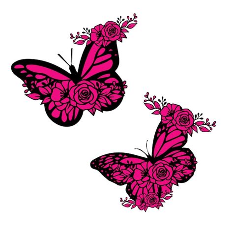 Premium Vector A Pink Butterfly With A Black Outline And A Pink