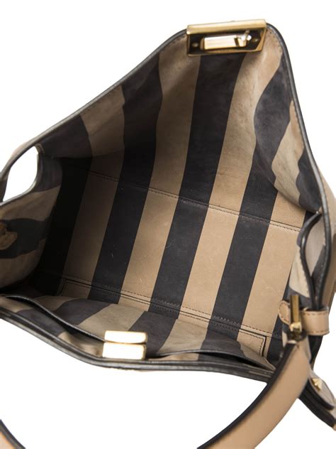 Fendi Leather Peekaboo Top Handle Bag Beige