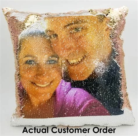 Custom Sequin Pillow Personalized Imagetext Sequins Pillow Etsy