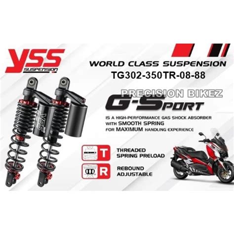 YSS Shock Absorber Adjustable Black RED Series G Sport For XMAX 250