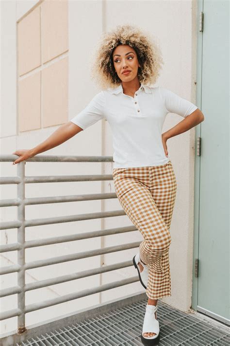 Pretty Babe Checkered Pants Mustard Large Artofit