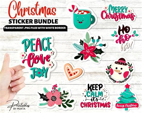 Printable Christmas Stickerschristmas Sticker Bundlechristmas Stickers PNG, Christmas ...