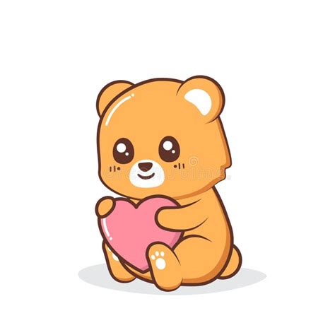 Cute Brown Bear Hugging A Heart Stock Vector Illustration Of Hugging