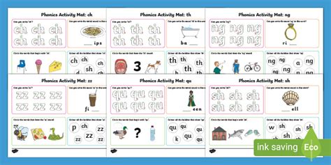 Eyfs Phase Zz Qu Sh Ch Th Ng Phonics Activity Mats