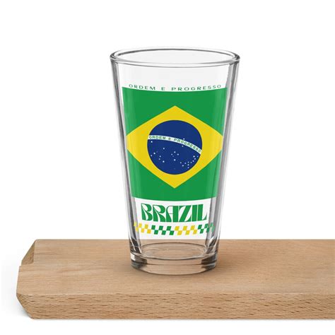 Brazil Shaker Pint Glass Brazilian Flag Inspired Retro Uv Print Design