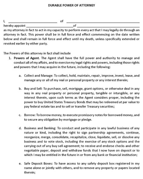 Free Blank Power Of Attorney Form Pdf And Word Printable Form