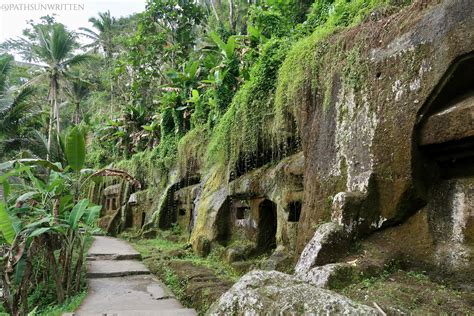 Cliffs Carved Into The Facade Of Homes Gunung Kawi Bali Indonesia
