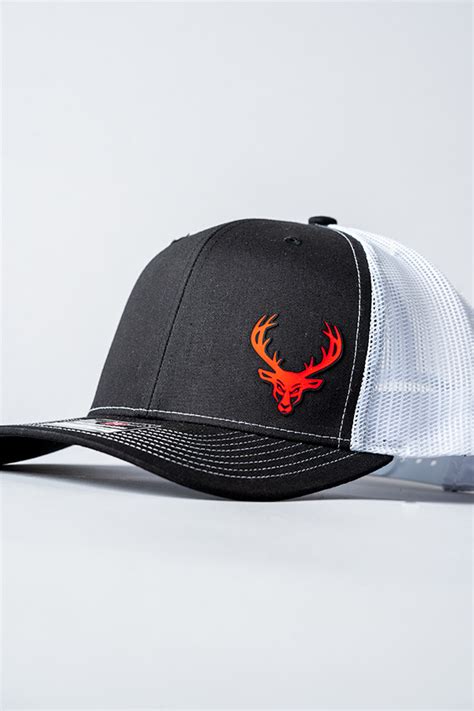 Richardson Trucker Hat Black Hat White Mesh Bucked Up
