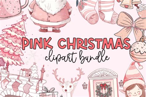 Pink Christmas Clipart Bundle PNG 25 Graphic By CotswoldCoDesigns