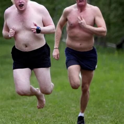 Photo Of Boris Johnson Running Very Hairy Blond Stable Diffusion