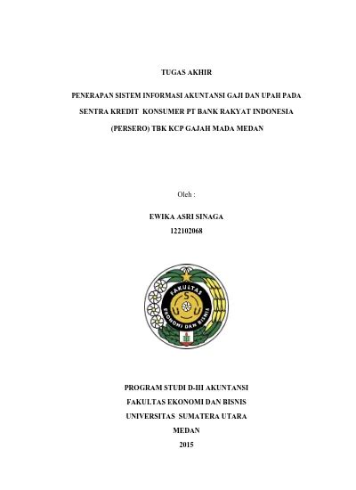 Penerapan Sistem Informasi Akuntansi Gaji Dan Upah Pada Sentra Kredit