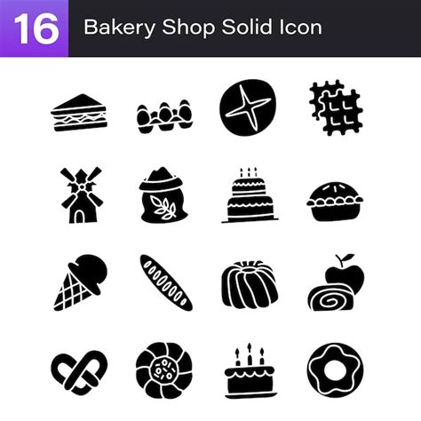 Premium Vector Bakery Shop Vector Solid Icons Set