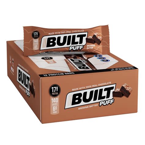 Built Puff Protein Bar Gluten Free Low Sugar Brownie Batter 12 Ct Box