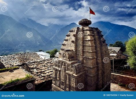 Traditional Countryside Gauri Shankar Temple In Naggar Himachal