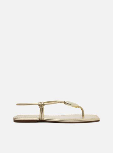 Sand Lia Rasteira Dourada Slim Bico Quadrado Arezzo