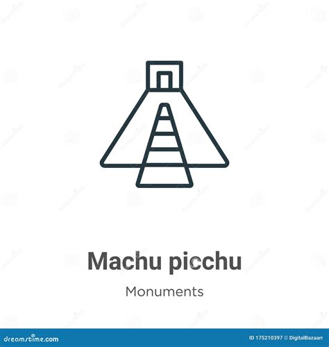 Hoofdvectorpictogram Van Machu Picchu Dunne Lijn Zwart Machu Picchu