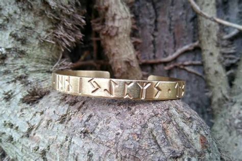 Cuff Rune Bracelet Viking Stamped Armring Viking Bangle Etsy