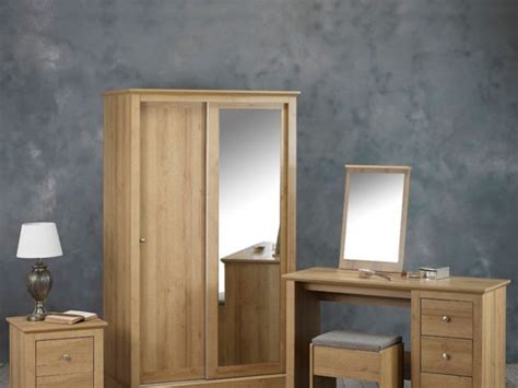 LPD Devon Oak Finish 2 Door Sliding Wardrobe With Mirror By LPD Furniture