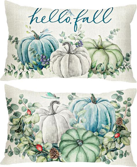 Amazon Pieces Teal Fall Throw Pillow Cover X Inch White