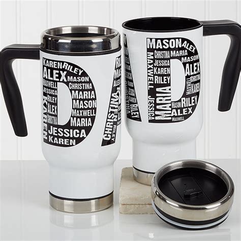 Personalized Commuter Travel Mug Repeating Name For Him