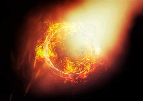 3d Illustration Of Compositing Light Effects On A Burning Ring Of Fire