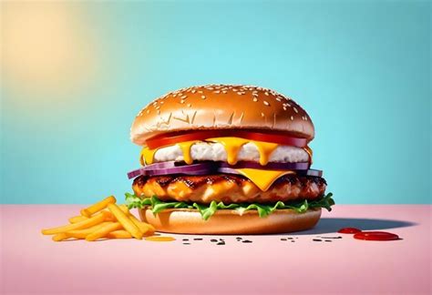 Double Patty Burger Premium Ai Generated Image