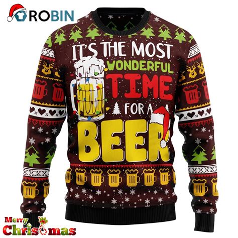 Time For Beer Ugly Christmas Sweater Robinplacefabrics