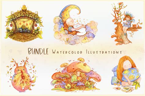 Watercolor Illustrations Set On Behance