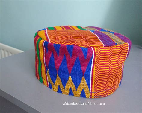 Kente Kufi Hat In Handwoven Ghana Kente Fabric 222324 Inches Cotton