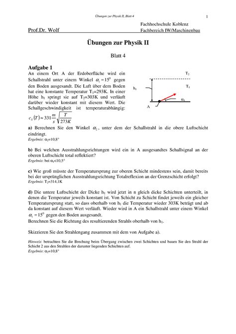 Phys II blatt 4 Physik 2 Übung Übungen zur Physik II Blatt 4 1