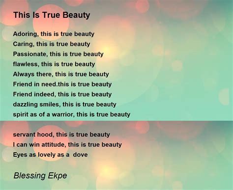 This Is True Beauty By Blessing Ekpe This Is True Beauty Poem