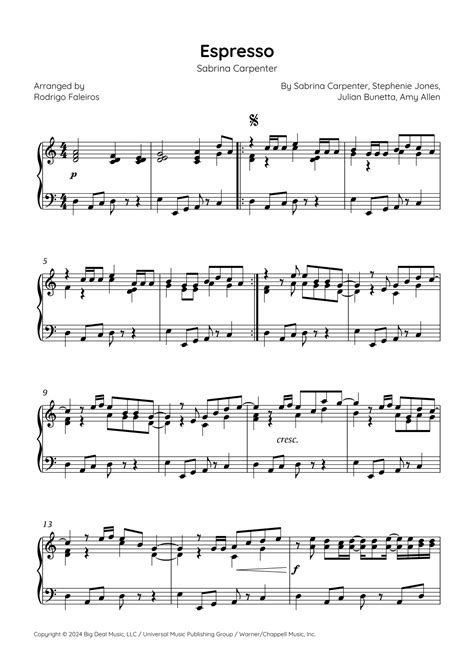 Espresso Arr Rodrigo Faleiros By Sabrina Carpenter Sheet Music For