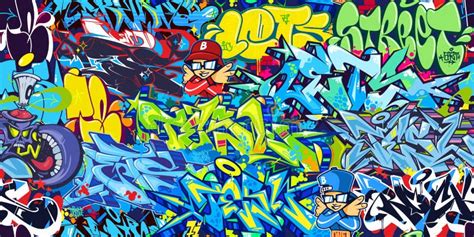 Cool Colorful Urban Graffiti Street Art Seamless Pattern. Vector Illustration Background Art ...