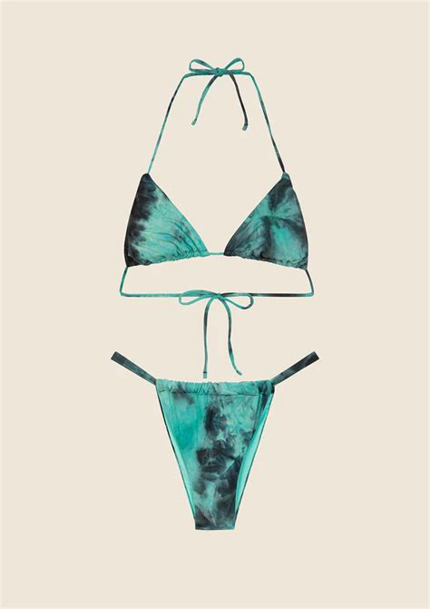 Bikini Donna F K Triangolo Con Slip Brasiliano Fisso Verde Acqua La Fontanella Boutique