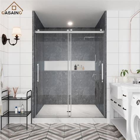 Casainc In W X In H Double Sliding Frameless Shower Door In