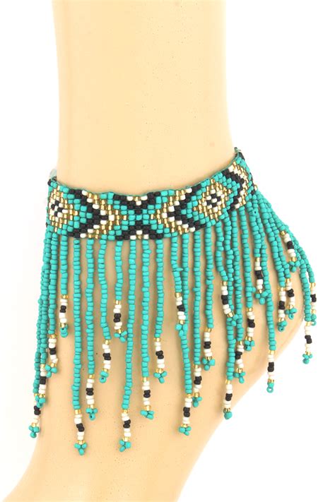 Acrylic Seed Bead Fringe Anklet Anklets