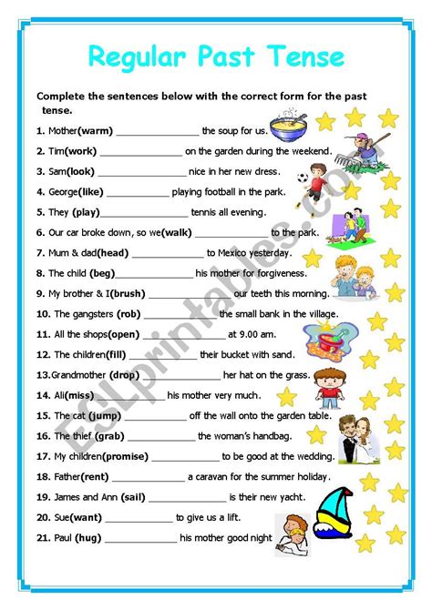 Regular Past Tense Ed Interactive Worksheet